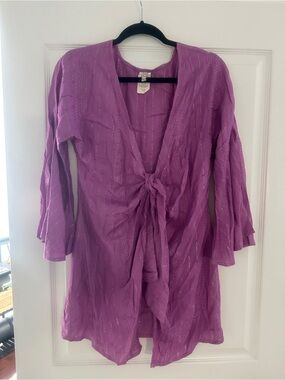 Becca radiance v-neck long sleeve cover-up tunic